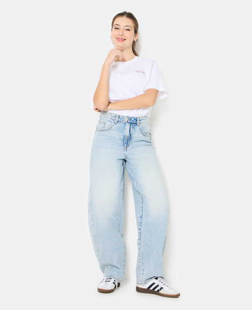 Jean barrel taille haute avec jeux de coutures - PIMKIE - 5