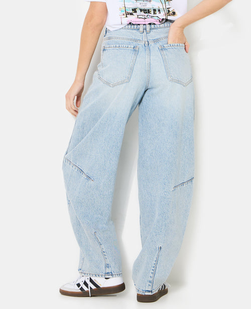 Jean barrel taille haute avec jeux de coutures - PIMKIE - 6