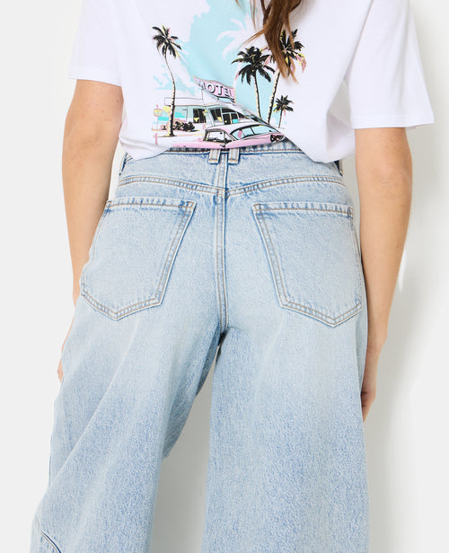 Jean barrel taille haute avec jeux de coutures - PIMKIE - 7