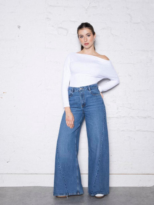 Jean extra wide taille haute avec jeux de coutures - PIMKIE - 1