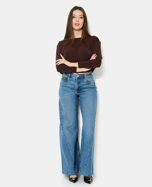 Jean extra wide taille haute avec jeux de coutures - PIMKIE - 1