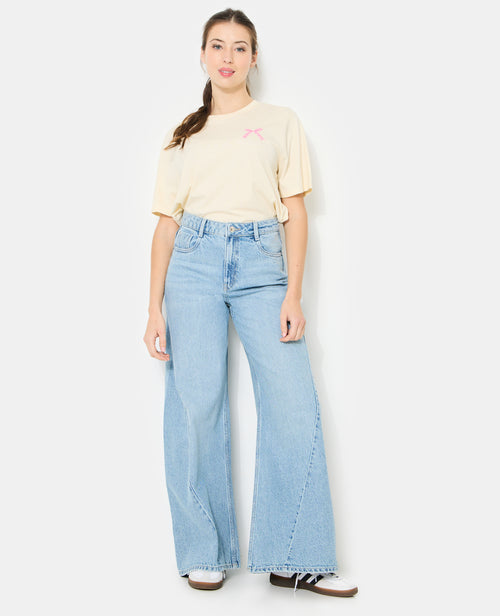 Jean extra wide taille haute avec jeux de coutures - PIMKIE - 1