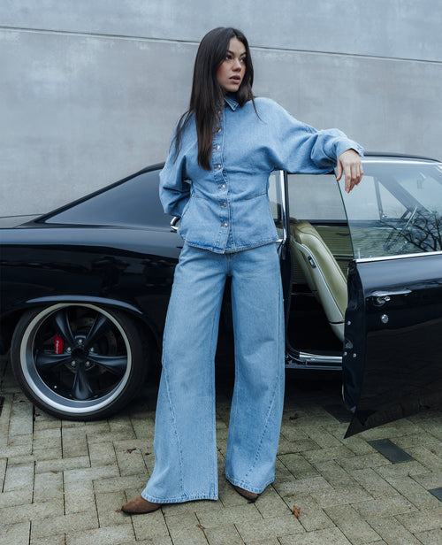 Jean extra wide taille haute avec jeux de coutures - PIMKIE - 1