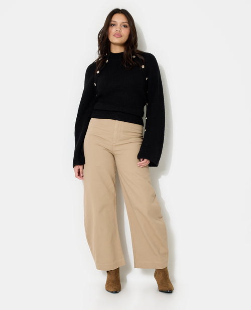 Pantalon barrel en toile taille haute - PIMKIE - 1