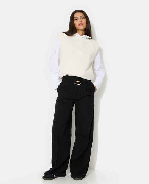 Pantalon droit avec ceinture et boucle fantaisie - PIMKIE - 1