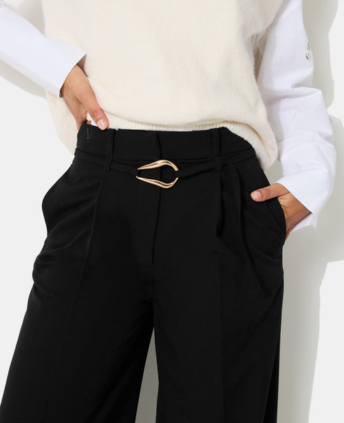 Pantalon droit avec ceinture et boucle fantaisie - PIMKIE - 3