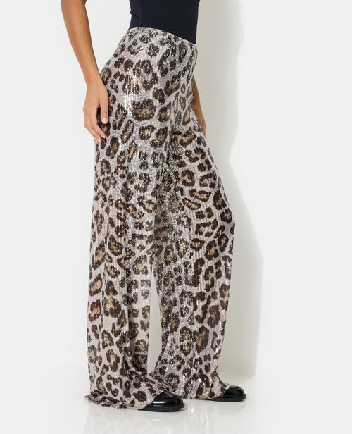 Pantalon droit motif léopard avec sequins - PIMKIE - 2
