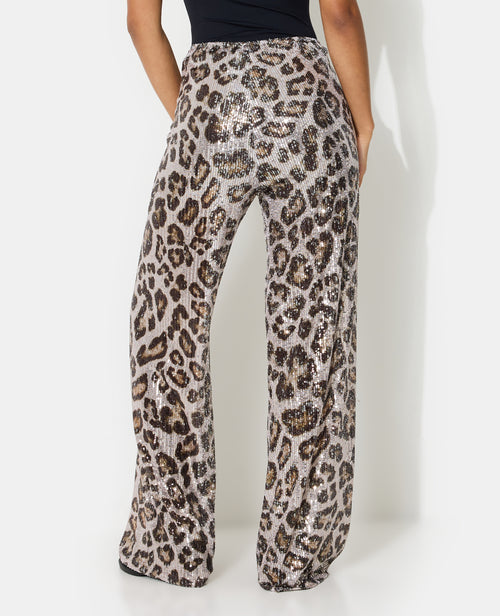 Pantalon droit motif léopard avec sequins - PIMKIE - 6