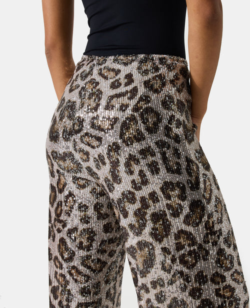 Pantalon droit motif léopard avec sequins - PIMKIE - 7
