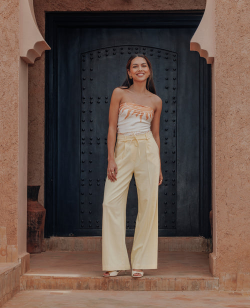 Pantalon droit en tissu effet lin - PIMKIE - 1