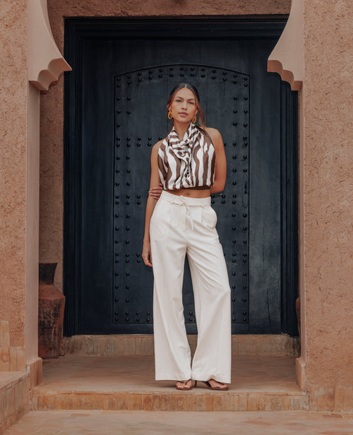 Pantalon droit en tissu effet lin - PIMKIE - 1