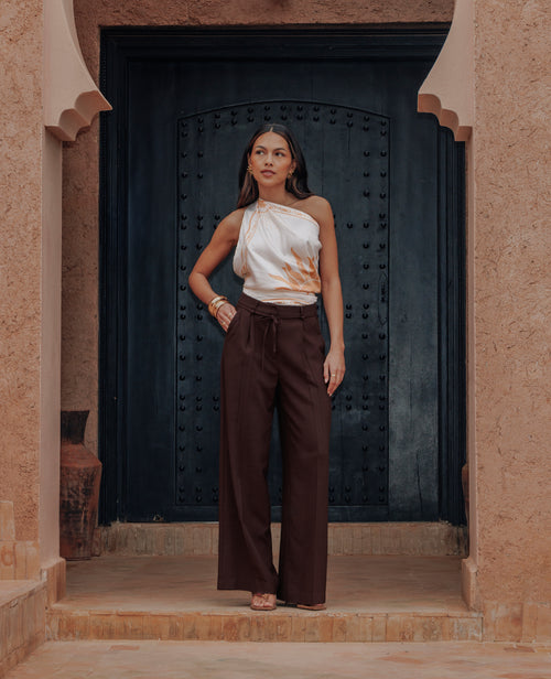 Pantalon droit en tissu effet lin - PIMKIE - 1