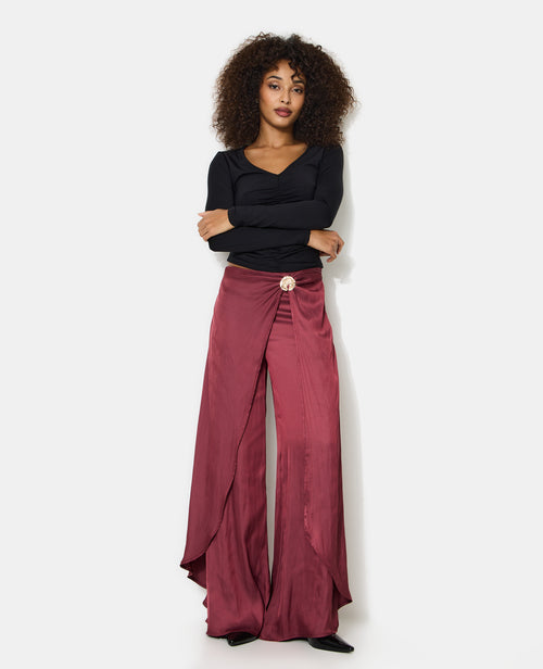Pantalon en satin effet portefeuille avec détail bijou - PIMKIE - 1