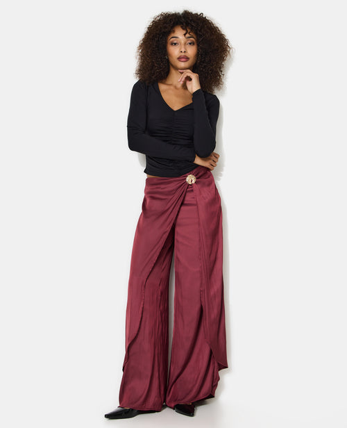 Pantalon en satin effet portefeuille avec détail bijou - PIMKIE - 3