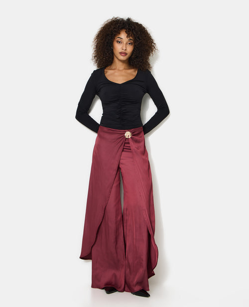 Pantalon en satin effet portefeuille avec détail bijou - PIMKIE - 7