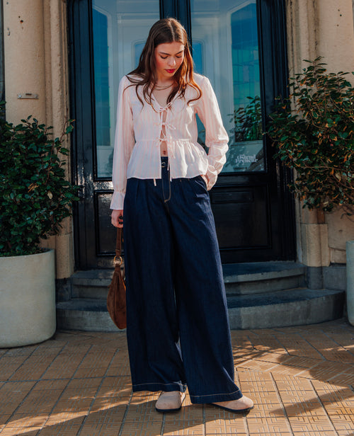 Jean extra wide taille haute avec ceinture - PIMKIE - 1