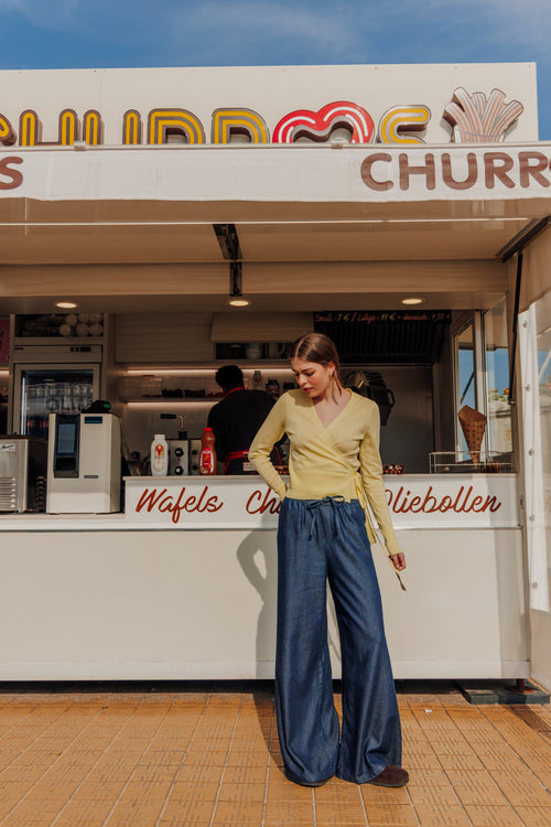 Pantalon large ceinture élastiquée effet jean - PIMKIE - 1