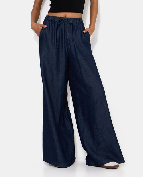 Pantalon large ceinture élastiquée effet jean - PIMKIE - 5