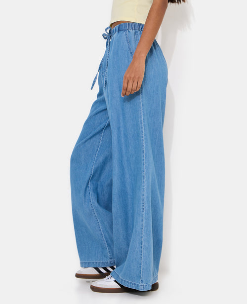 Pantalon large ceinture élastiquée effet jean - PIMKIE - 2