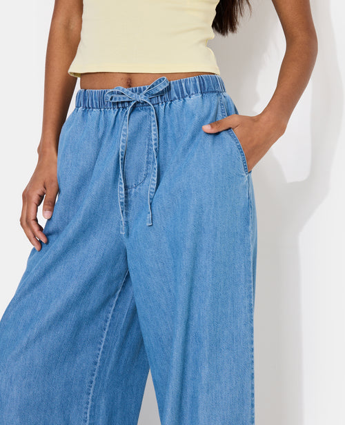 Pantalon large ceinture élastiquée effet jean - PIMKIE - 3