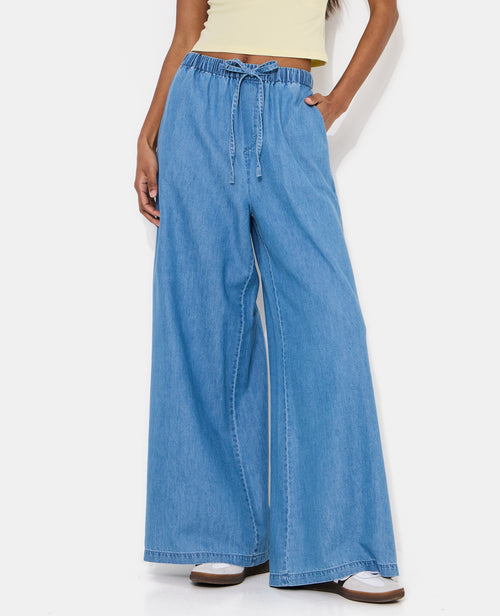 Pantalon large ceinture élastiquée effet jean - PIMKIE - 5