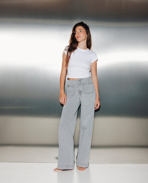 Jean wide taille haute avec poches devant - PIMKIE - 1