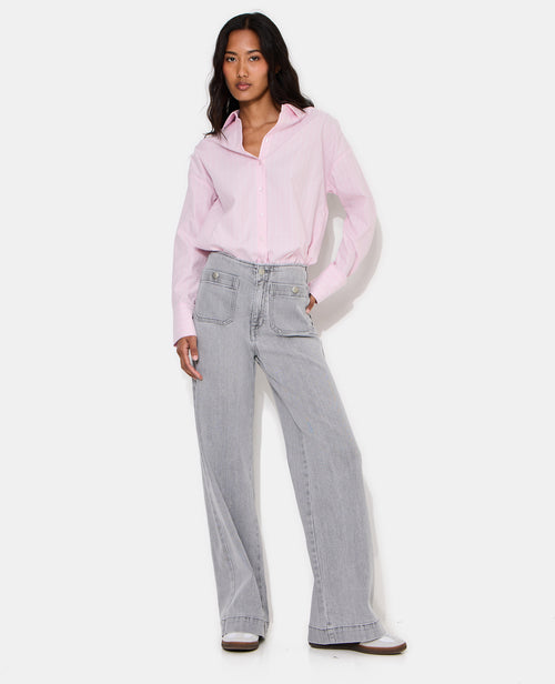 Jean wide taille haute avec poches devant - PIMKIE - 1