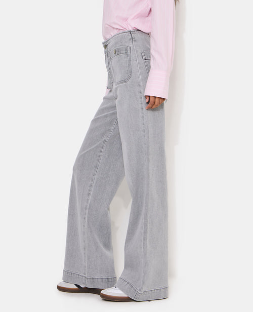Jean wide taille haute avec poches devant - PIMKIE - 2