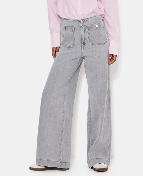 Jean wide taille haute avec poches devant - PIMKIE - 5