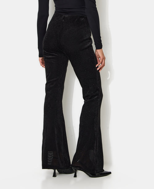 Pantalon flare en résille et velours avec strass - PIMKIE - 2