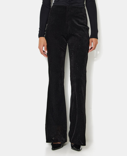 Pantalon flare en résille et velours avec strass - PIMKIE - 5