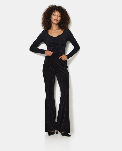 Pantalon flare en résille et velours avec strass - PIMKIE - 7