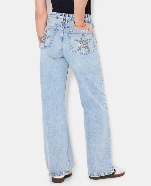 Jean droit taille haute avec étoiles strass léopard - PIMKIE - 6