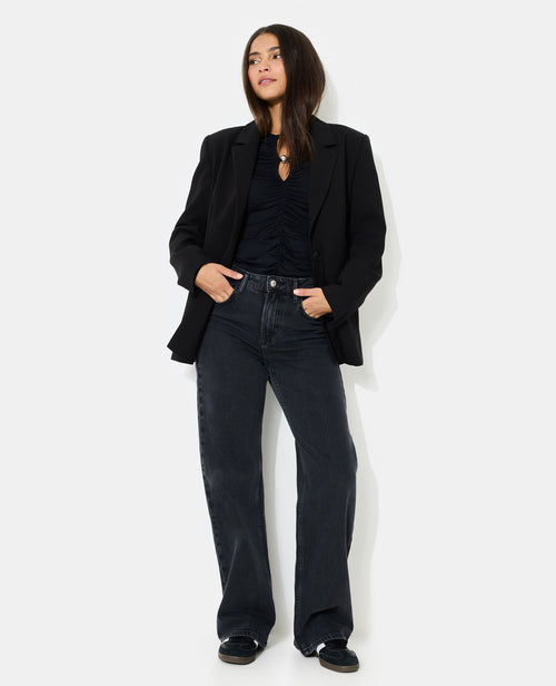 Jean straight avec étoiles strass sur poches arrières - PIMKIE - 1