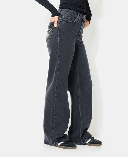 Jean straight avec étoiles strass sur poches arrières - PIMKIE - 2