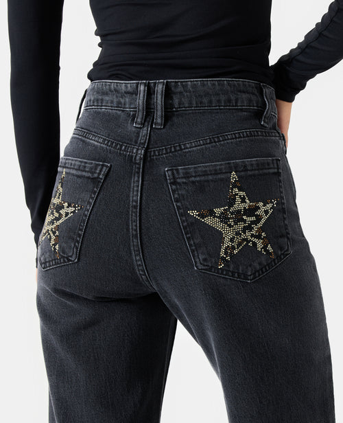 Jean straight avec étoiles strass sur poches arrières - PIMKIE - 3