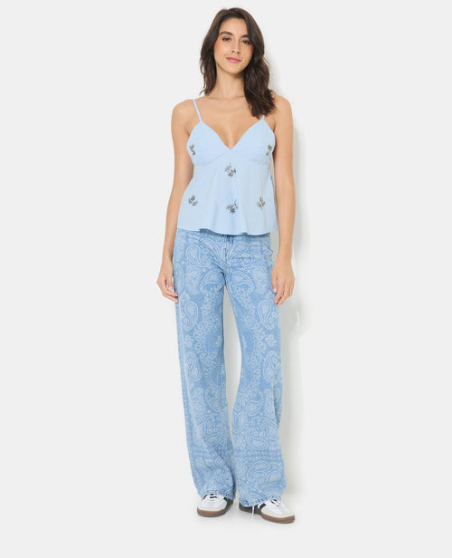 Jean wide taille haute motifs cachemire - PIMKIE - 1