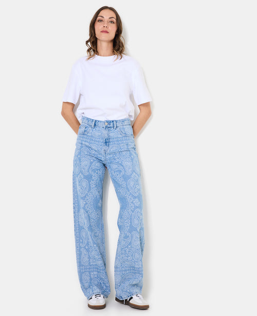 Jean wide taille haute motifs cachemire - PIMKIE - 1