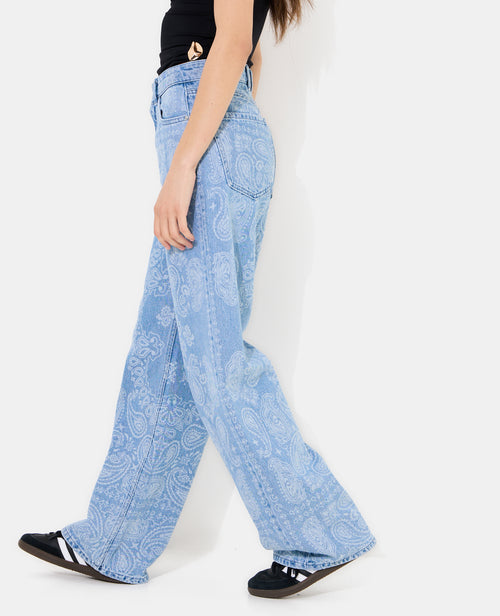 Jean wide taille haute motifs cachemire - PIMKIE - 2