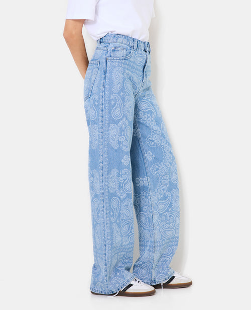 Jean wide taille haute motifs cachemire - PIMKIE - 2