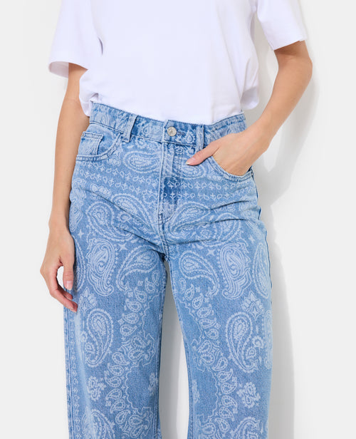 Jean wide taille haute motifs cachemire - PIMKIE - 3