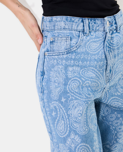 Jean wide taille haute motifs cachemire - PIMKIE - 3