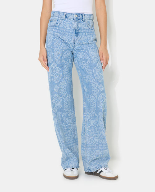 Jean wide taille haute motifs cachemire - PIMKIE - 5