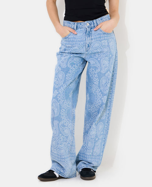 Jean wide taille haute motifs cachemire - PIMKIE - 5