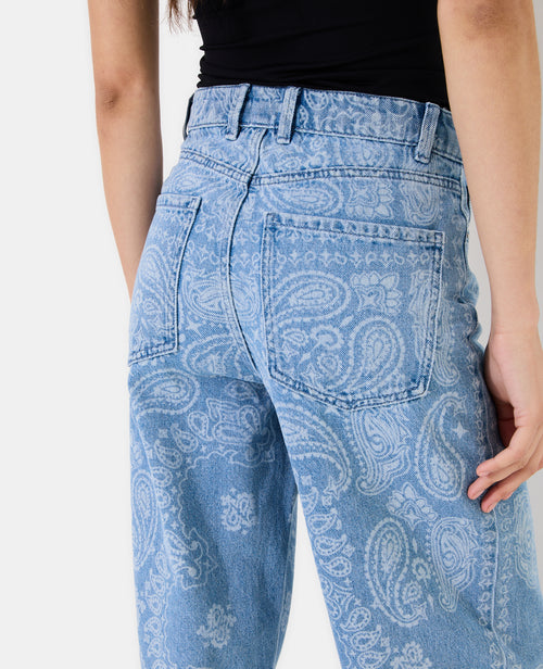 Jean wide taille haute motifs cachemire - PIMKIE - 7