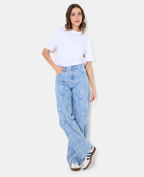 Jean wide taille haute motifs cachemire - PIMKIE - 7