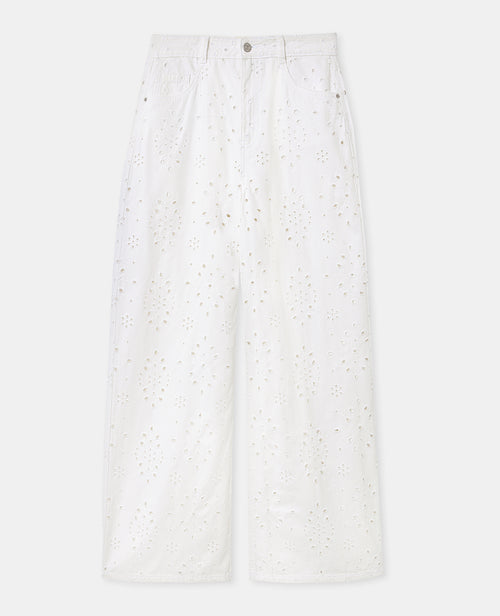Jean wide ajouré façon broderie anglaise - PIMKIE - 4
