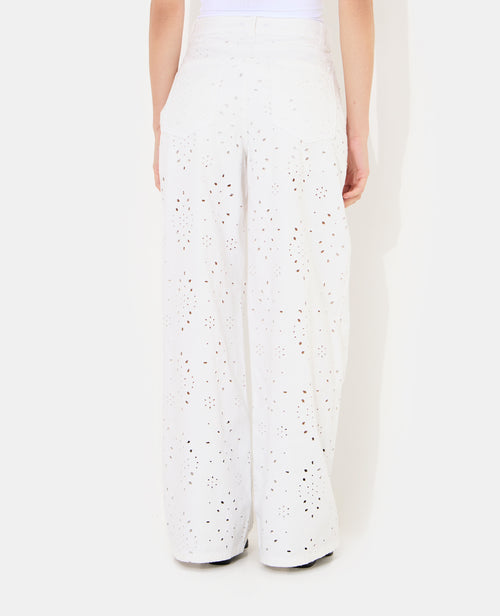 Jean wide ajouré façon broderie anglaise - PIMKIE - 6