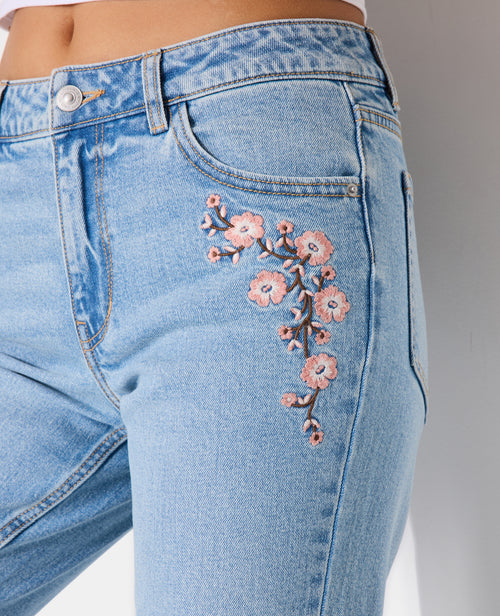 Jean flare taille basse avec broderies fleurs - PIMKIE - 3