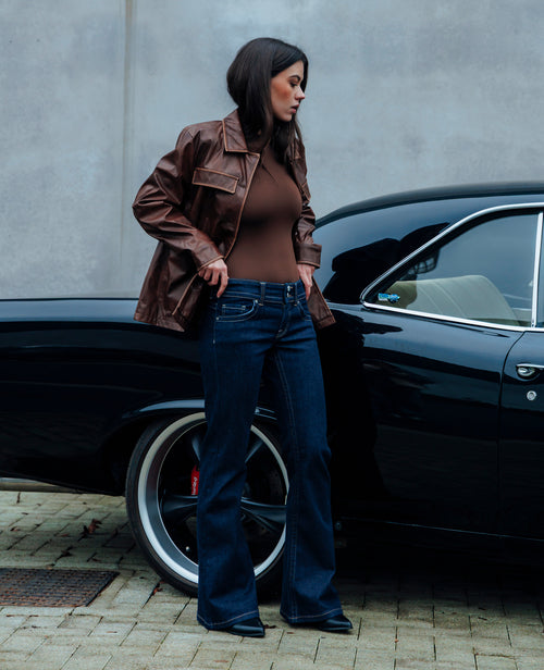 Jean flare taille basse avec 2 boutons - PIMKIE - 1